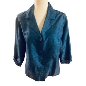 Chico’s Smoky Blue Silk Dress Jacket